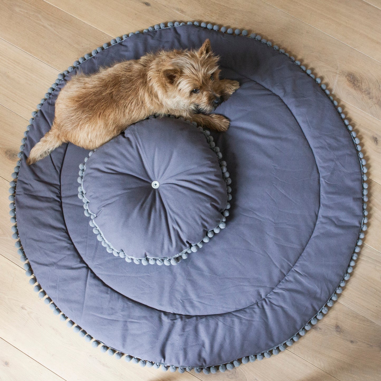 Fituraa Grey Cotton Play Mat with Fringe – 115 cm