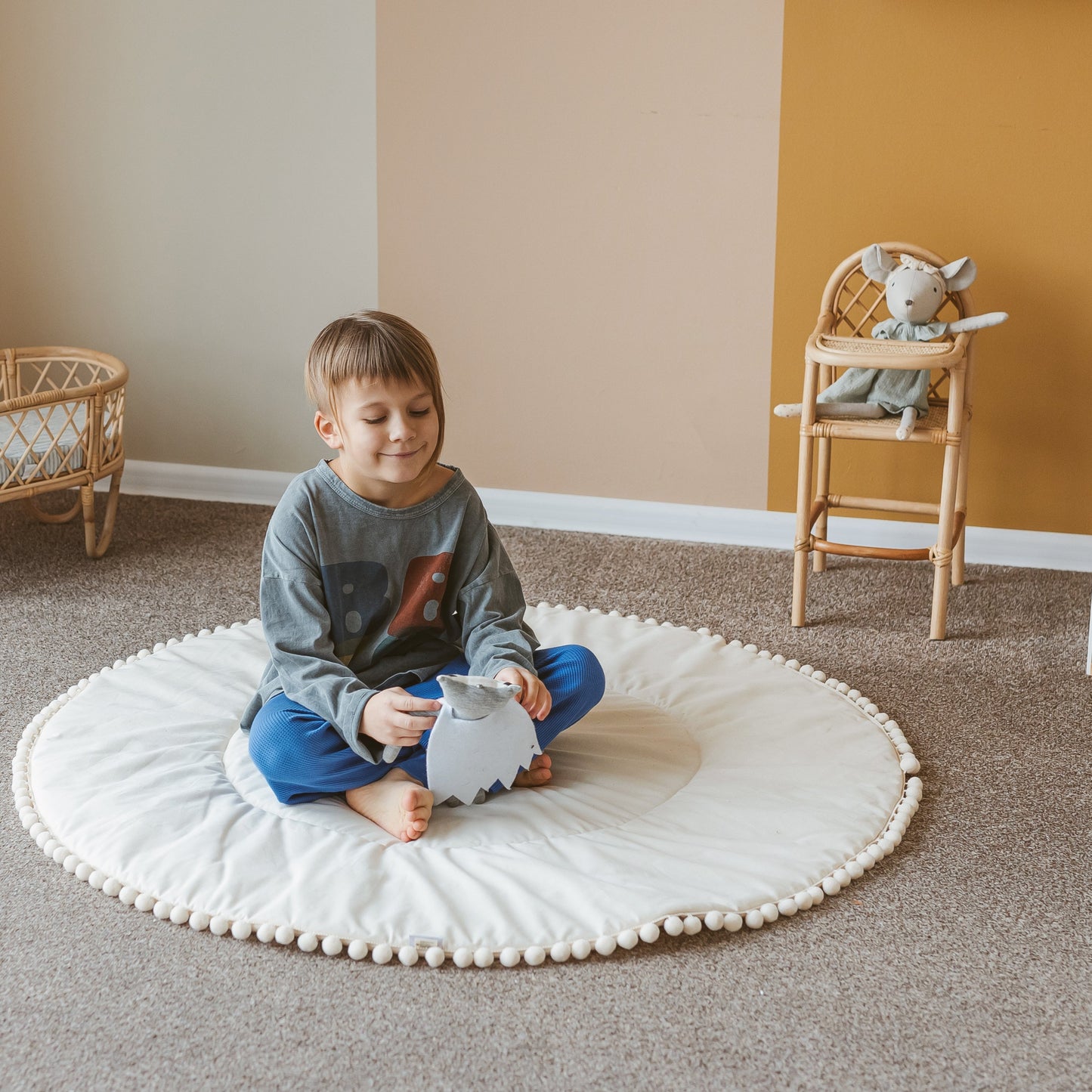 🧸 Fituraa Kids Playmat – Ecru (115 cm)
