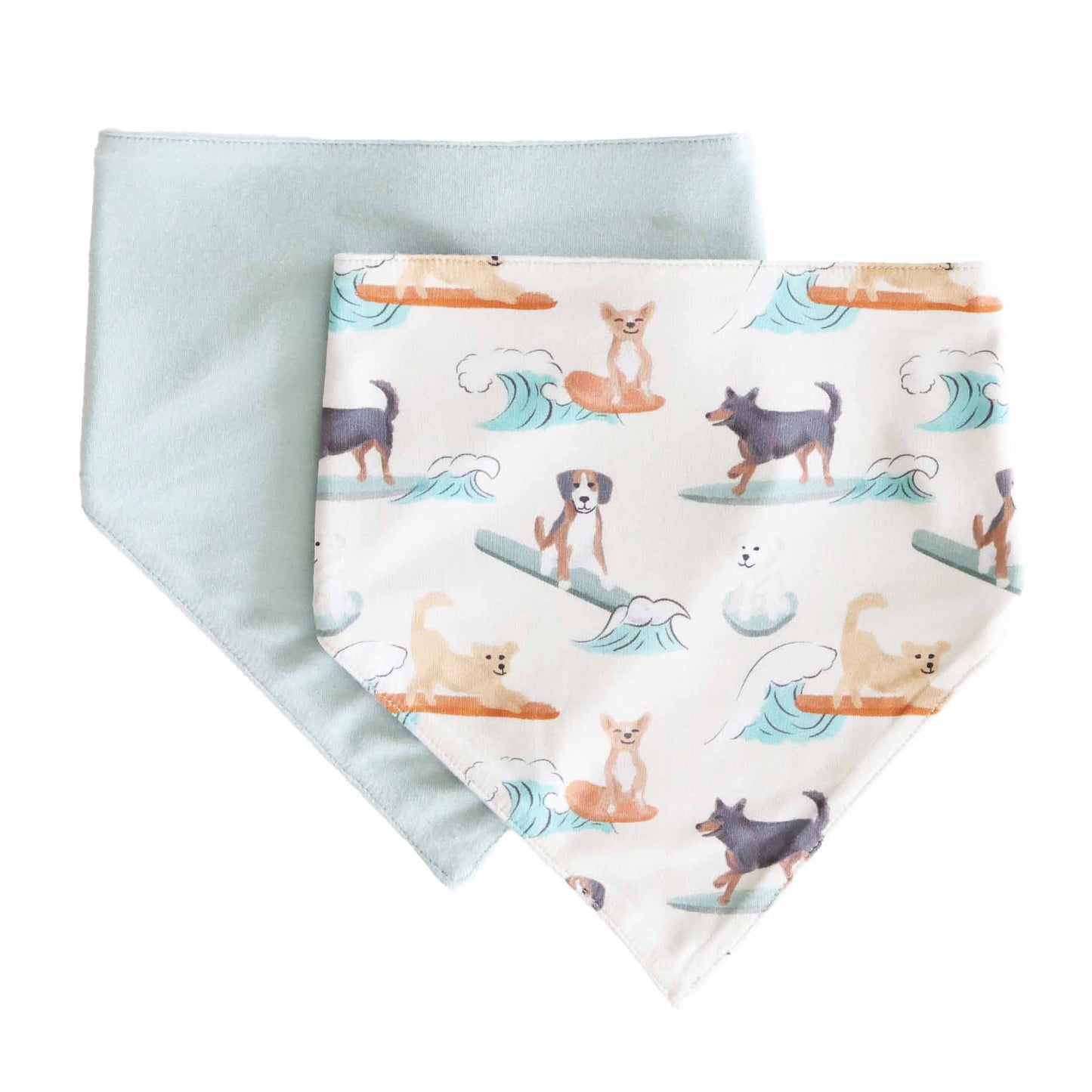 Fituraa Bandana Bib Set – Surfing Dogs 2-Pack for Baby Boys & Girls