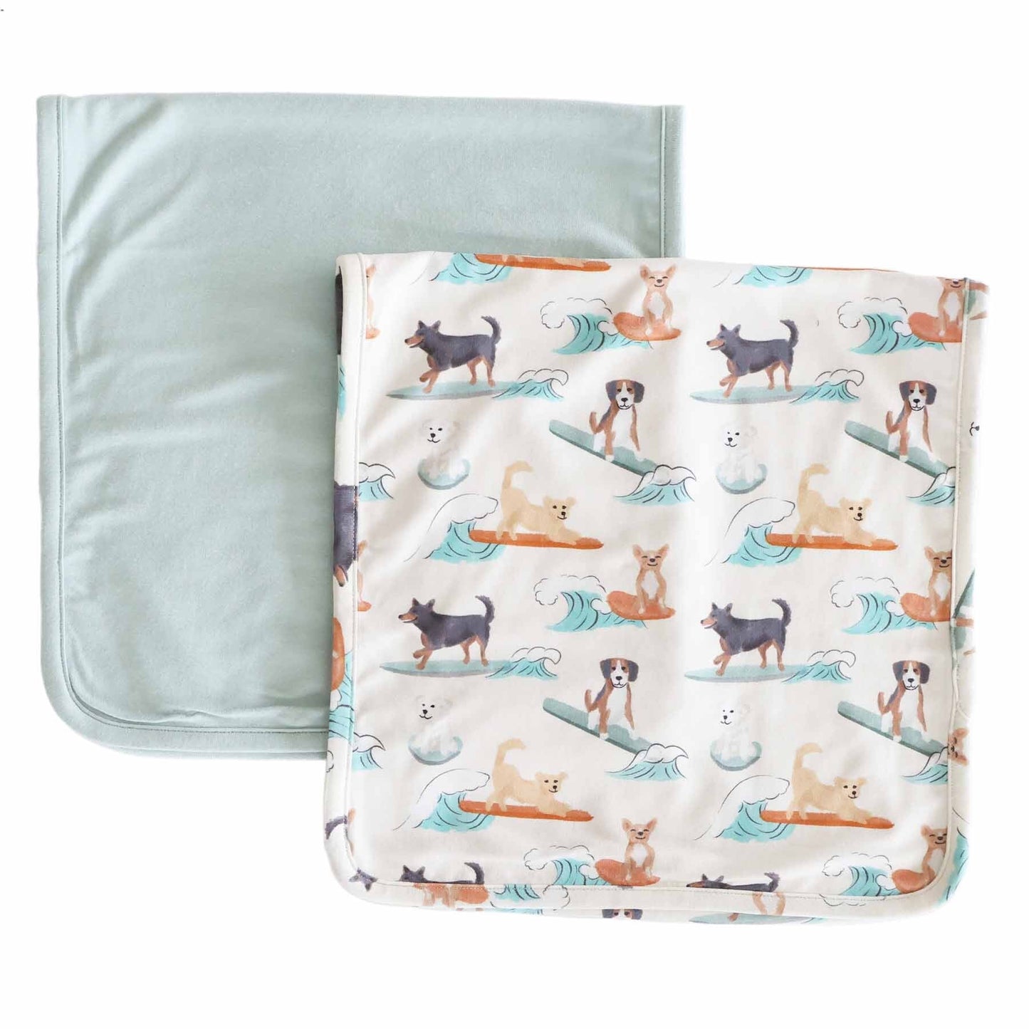Fituraa Burp Cloth Set – Surfing Dogs 2-Pack for Beach-Loving Babies