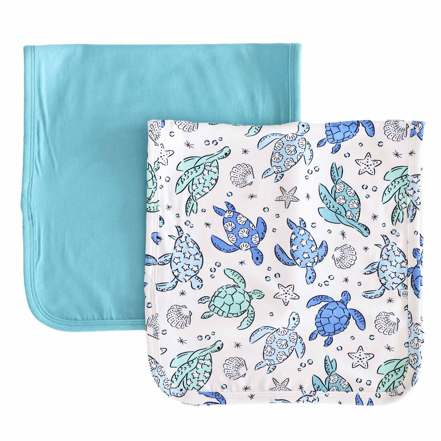 Sea Turtle Splash 2-Piece Burp Cloth Set