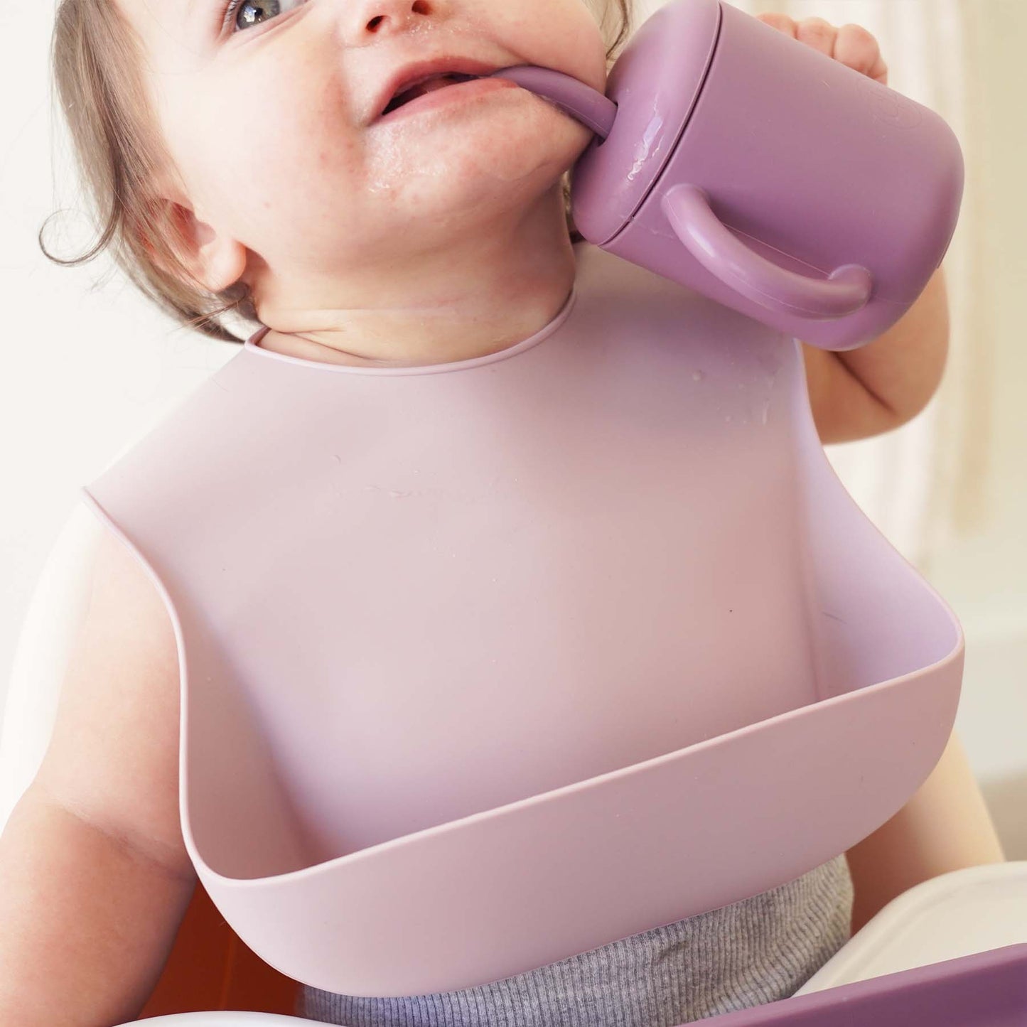 Silicone Baby Bib 3pc Set | Purple Ombre