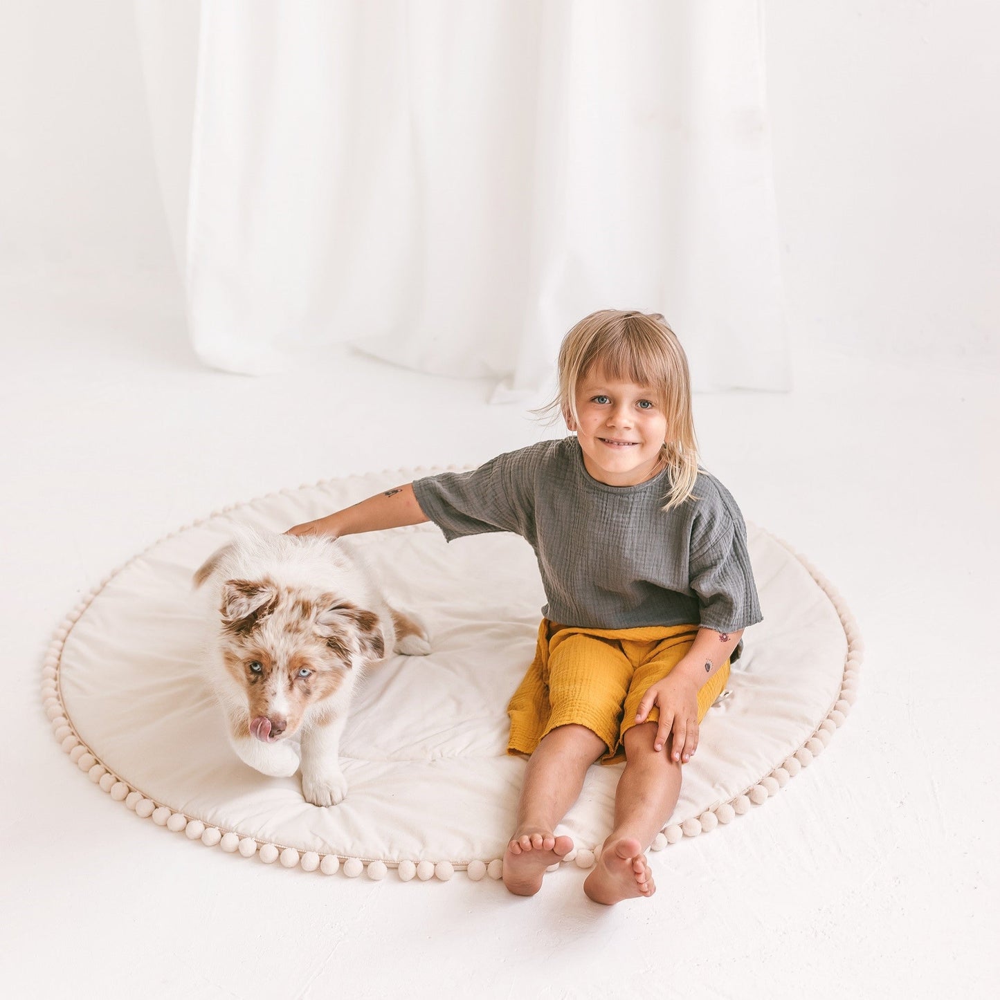 🧸 Fituraa Kids Playmat – Ecru (115 cm)