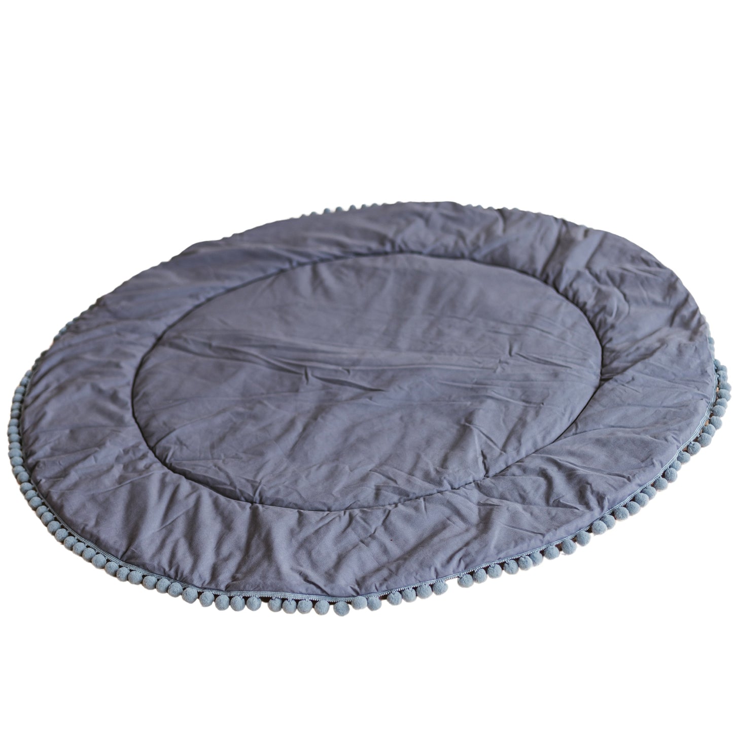 Fituraa Grey Cotton Play Mat with Fringe – 115 cm