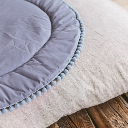 Fituraa Grey Cotton Play Mat with Fringe – 115 cm