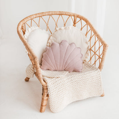 Linen Sea Shell Pillow – Pink Throw Pillow for Coastal & Beach Decor