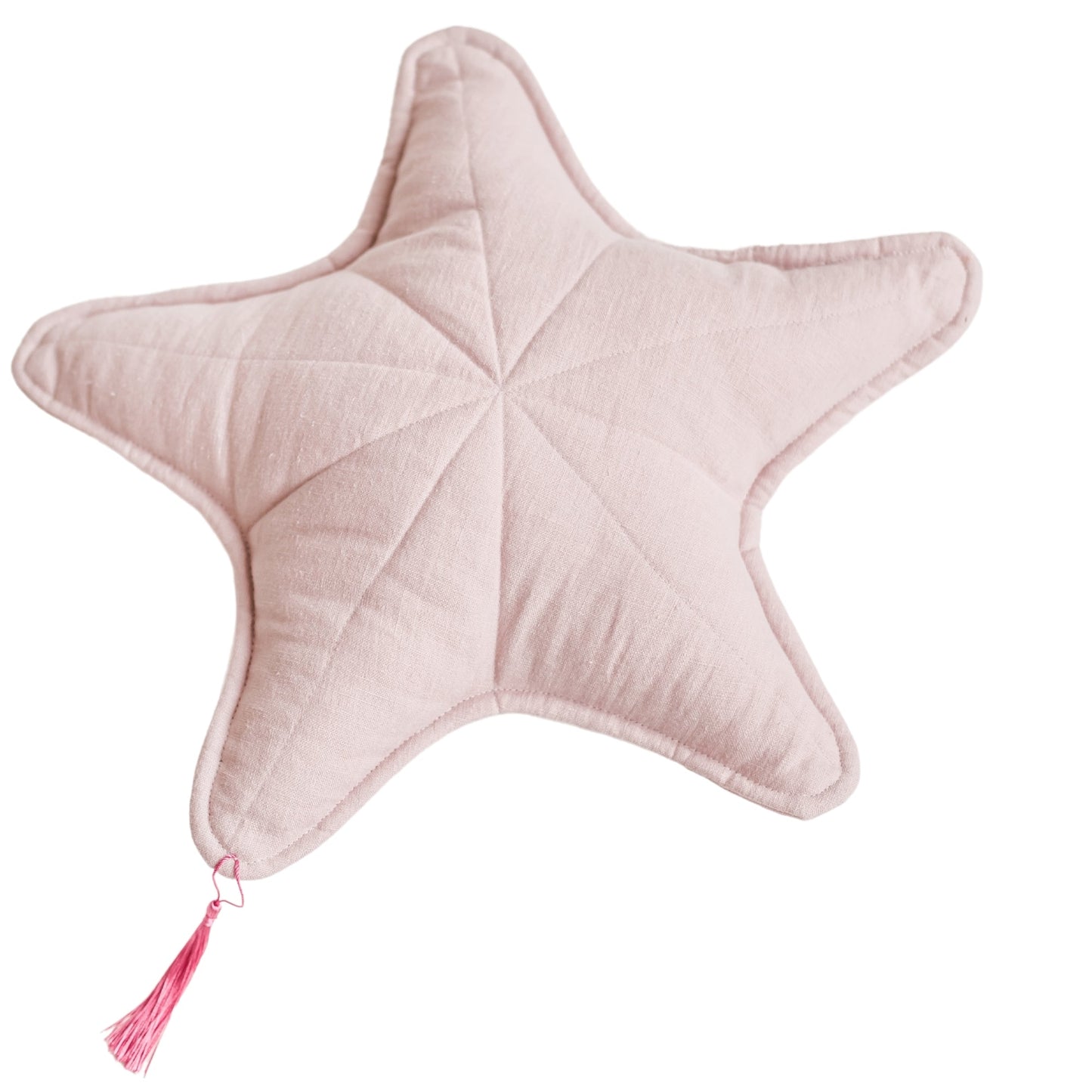 Fituraa Sea Star Pillow – 45 cm Rose Linen Coastal Cushion with Tassel