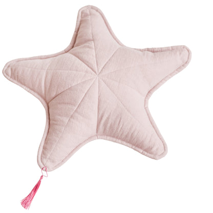 Fituraa Sea Star Pillow – 45 cm Rose Linen Coastal Cushion with Tassel