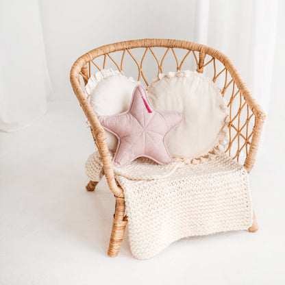 Fituraa Sea Star Pillow – 45 cm Rose Linen Coastal Cushion with Tassel