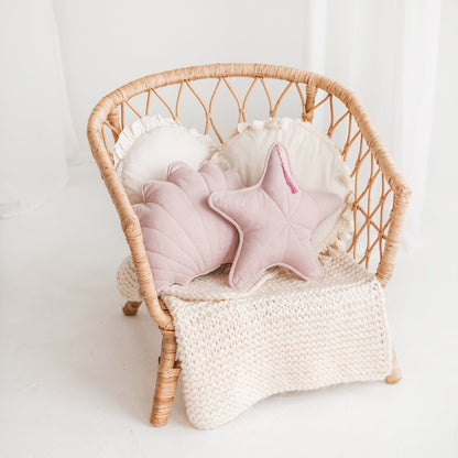Fituraa Sea Star Pillow – 45 cm Rose Linen Coastal Cushion with Tassel