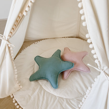 Fituraa Sea Star Pillow – 45 cm Rose Linen Coastal Cushion with Tassel