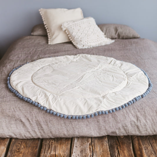 🧸 Fituraa Kids Playmat – Ecru with Grey Trim (115 cm)