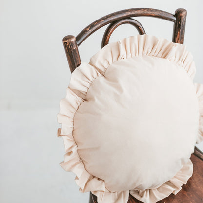 Fituraa Round Ruffle Throw Pillow – 18" OEKO-TEX Cotton Cushion