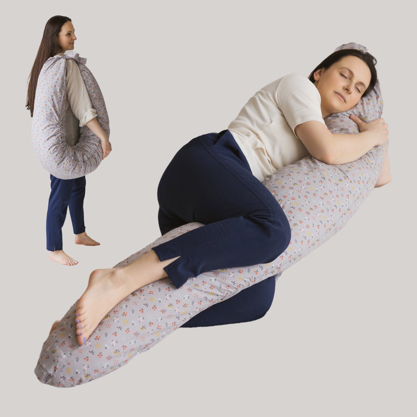 C-Shaped Pregnancy & Nursing Pillow – Organic Cotton Cover