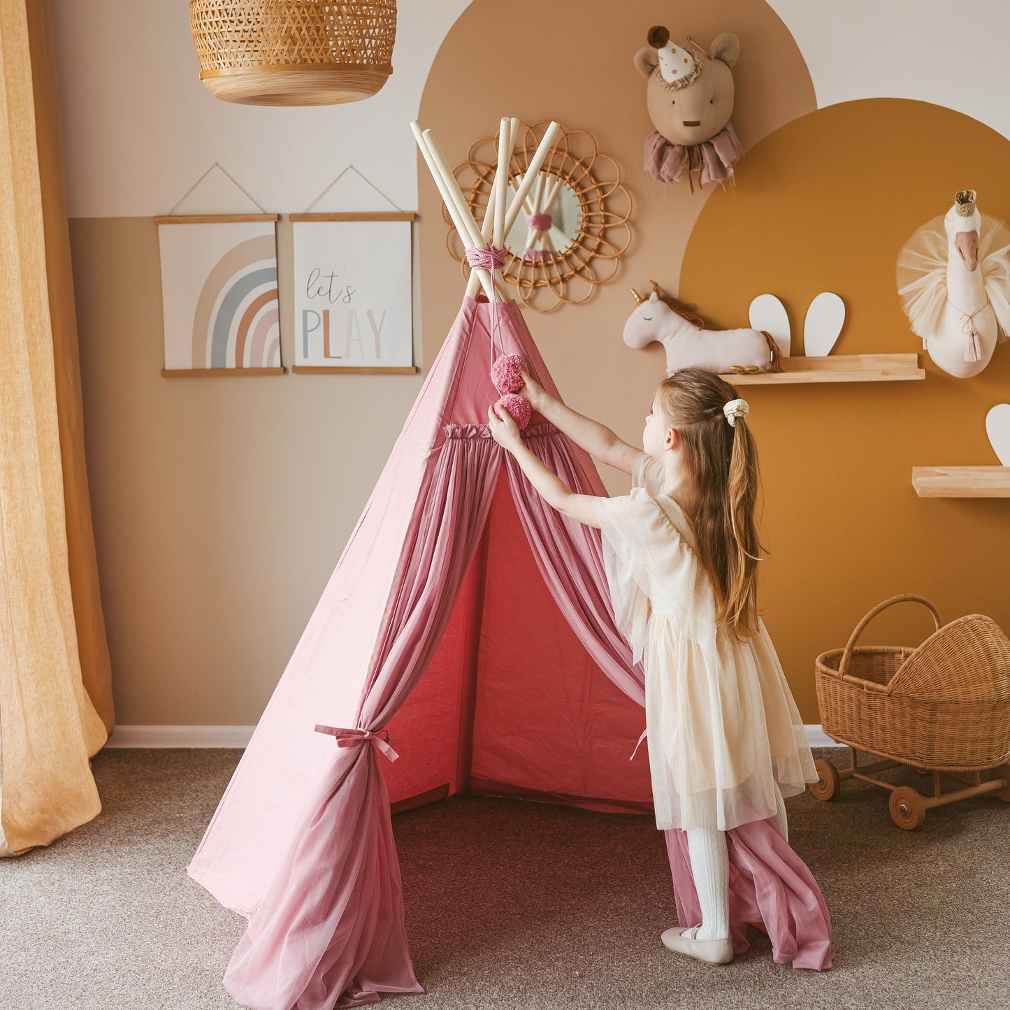 Fairy Kids Play Tent – Magical Tulle & Pompom Design