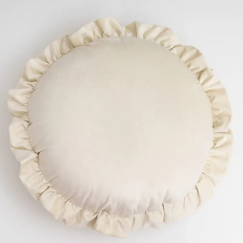 Fituraa Round Ruffle Throw Pillow – 18" OEKO-TEX Cotton Cushion
