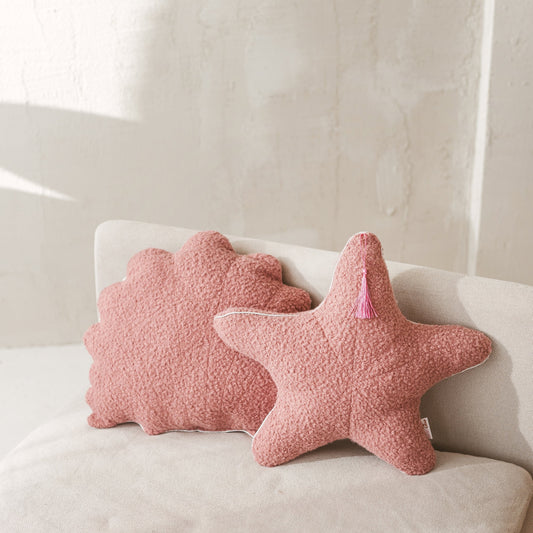 Fituraa™ Boucle Throw Pillows – Seashell & Starfish Set