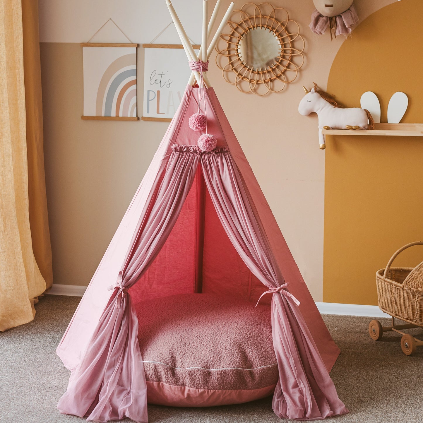 Fairy Kids Play Tent – Magical Tulle & Pompom Design