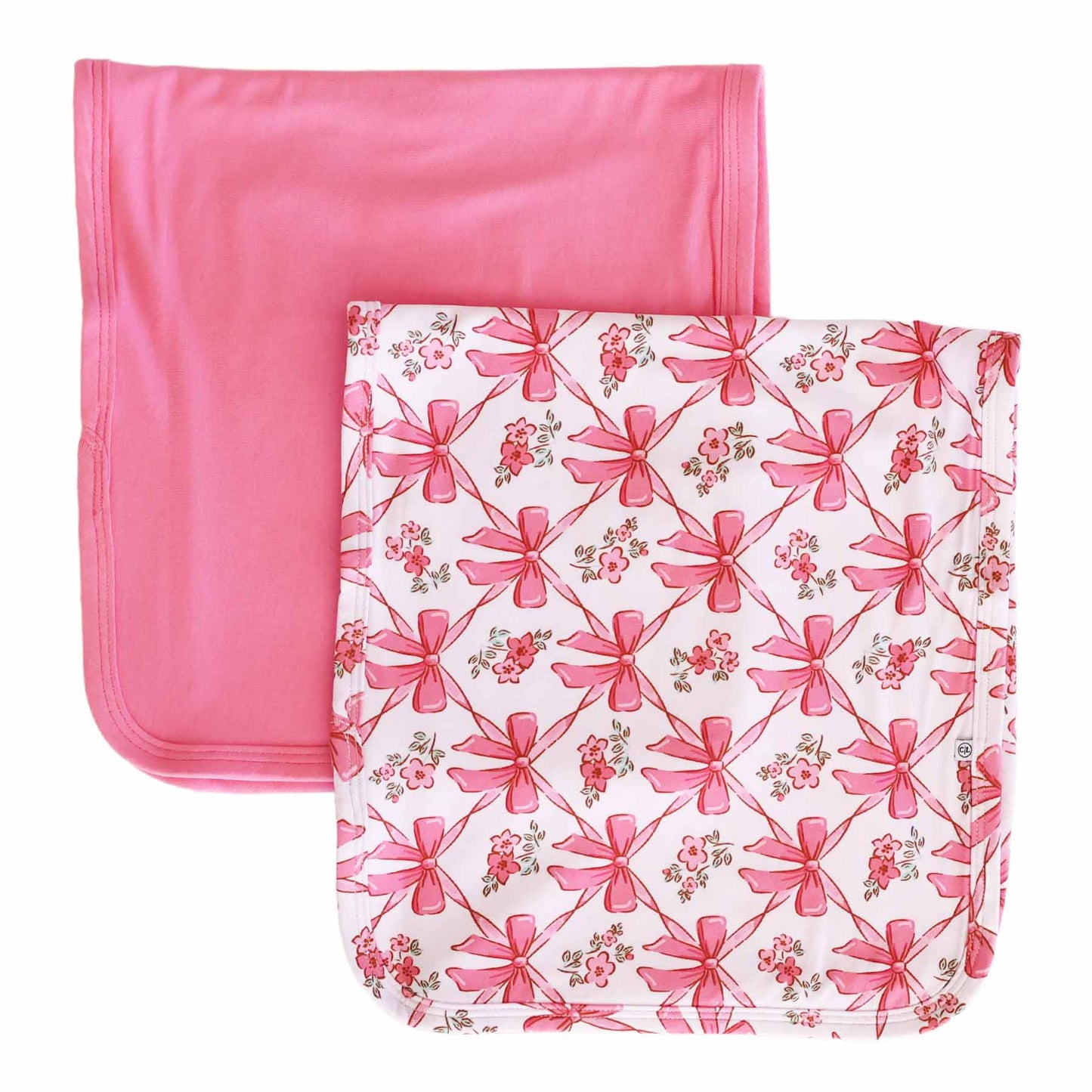 Fituraa Burp Cloth Set – Pink Bows & Flowers 2-Pack for Baby Girls