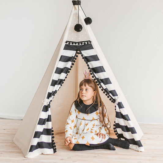 Fituraa™ Black & White Kids Teepee Tent