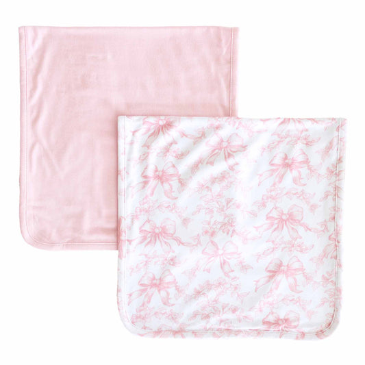 Fituraa Burp Cloth Set – Fancy Frills 2-Pack Pink & Toile Print