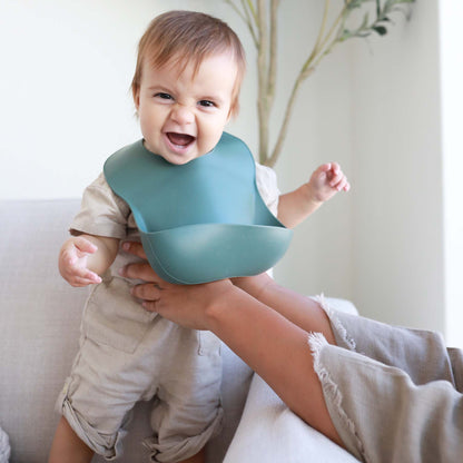 Silicone Baby Bib 3pc Set | Green Ombre