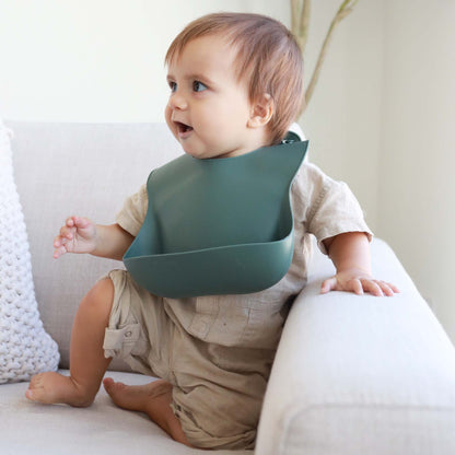 Silicone Baby Bib 3pc Set | Green Ombre