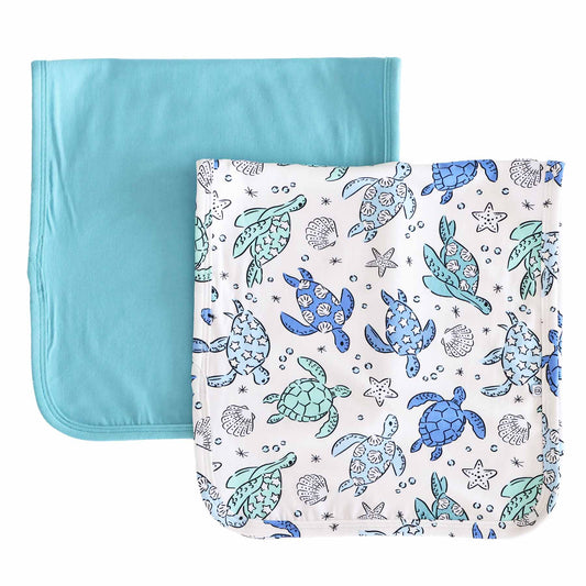 Sea Turtle Splash 2-Piece Burp Cloth Set