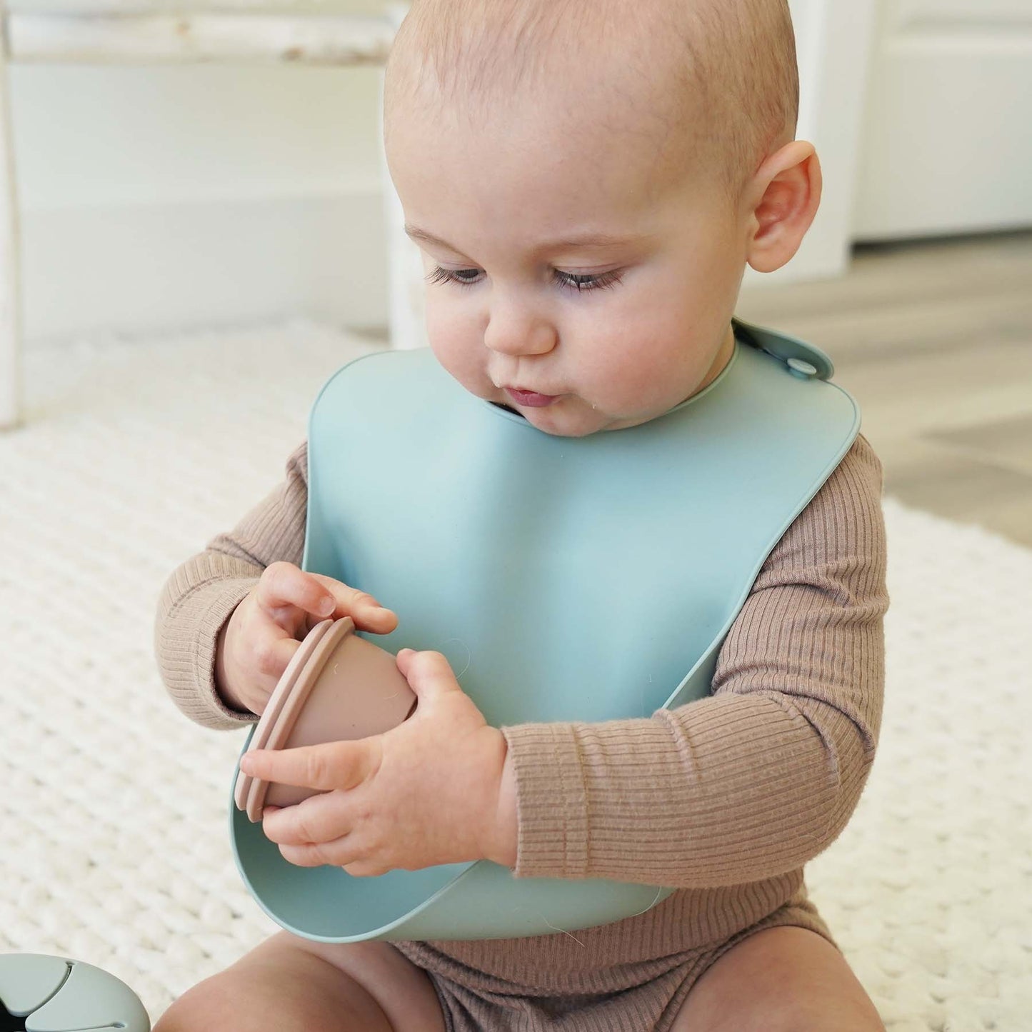 Silicone Baby Bib 3pc Set | Green Ombre