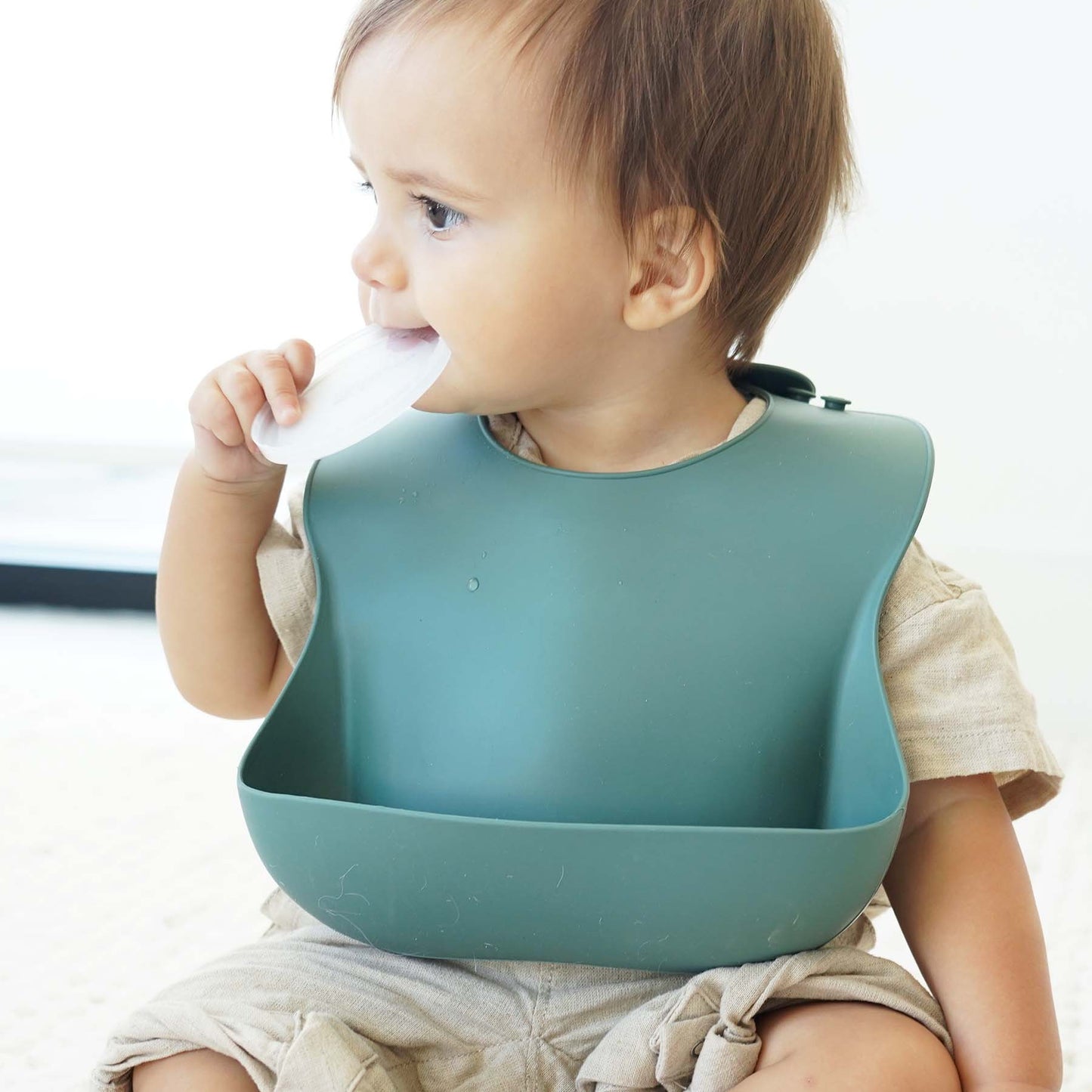Silicone Baby Bib 3pc Set | Green Ombre